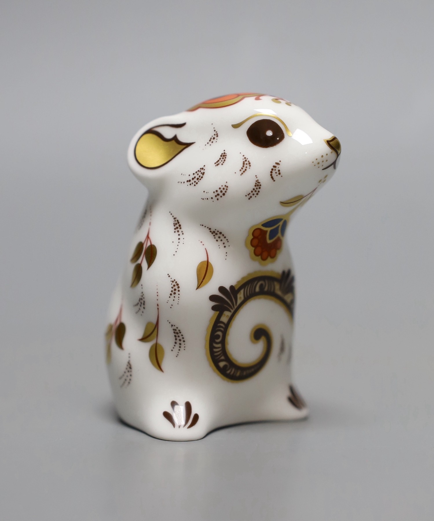 A Royal Crown Derby paperweight - Mouse, gold stopper, boxed, no certificate